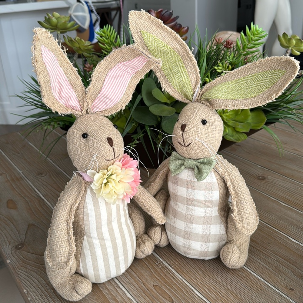 Easter Bunny Rabbit Couple Shelf Sitter Dolls Tabletop Home Decor
15.5"
